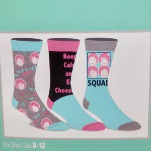WOMEN'S 3 PAIR CREW SOCKS * SHOE SIZE 8-12 * THE GOLDEN GIRLS * 3 DIFFERENT PAIR